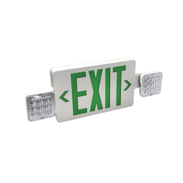 LED Exit And Emergency Combination Adj. Heads, Red Ltr./White Housing, NEX-712-LED/R